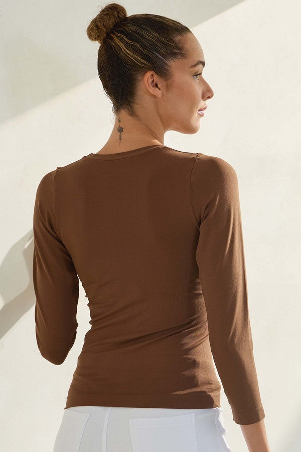 Seamless Long Sleeve Top, Coffee