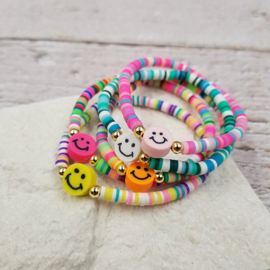 Smiling Face Rainbow Heishi Bracelet