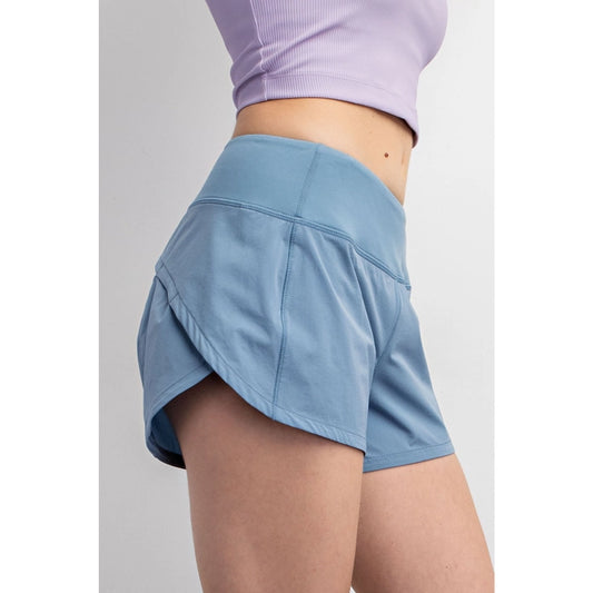 Stretch Woven 2 in 1 Active Shorts, Dusty Blue