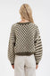 Stripe and Checkered Drop Shoulder Knit Cardigan, Olive