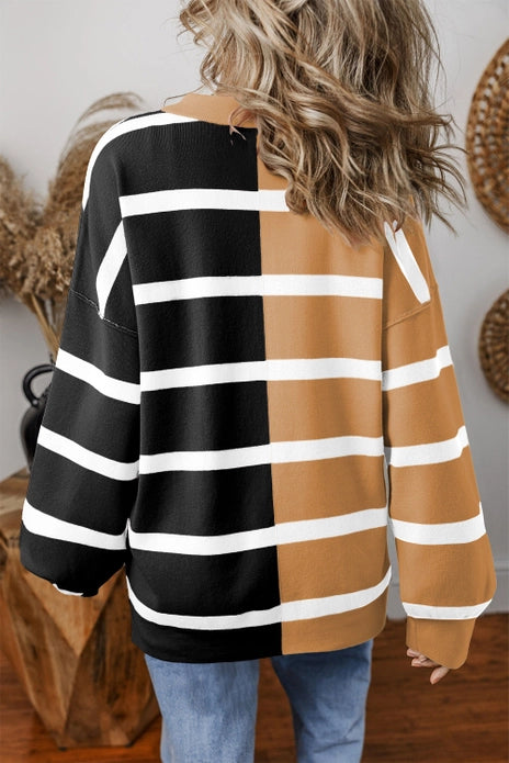 Striped Colorblock Oversized Sweater