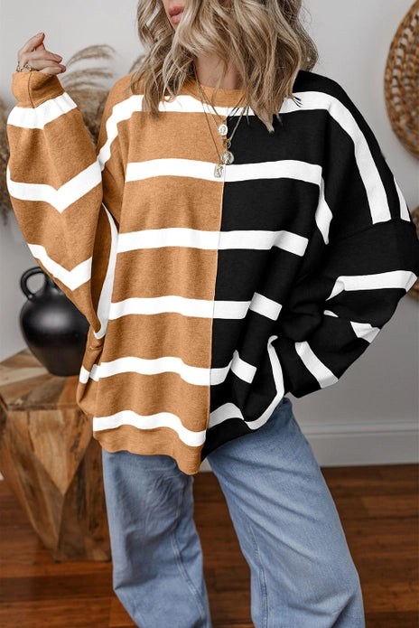 Striped Colorblock Oversized Sweater