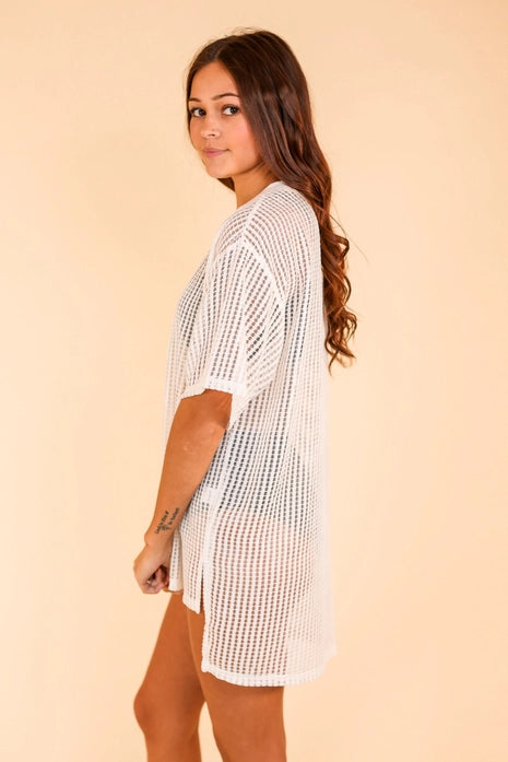 Summer Groove White Net Coverup