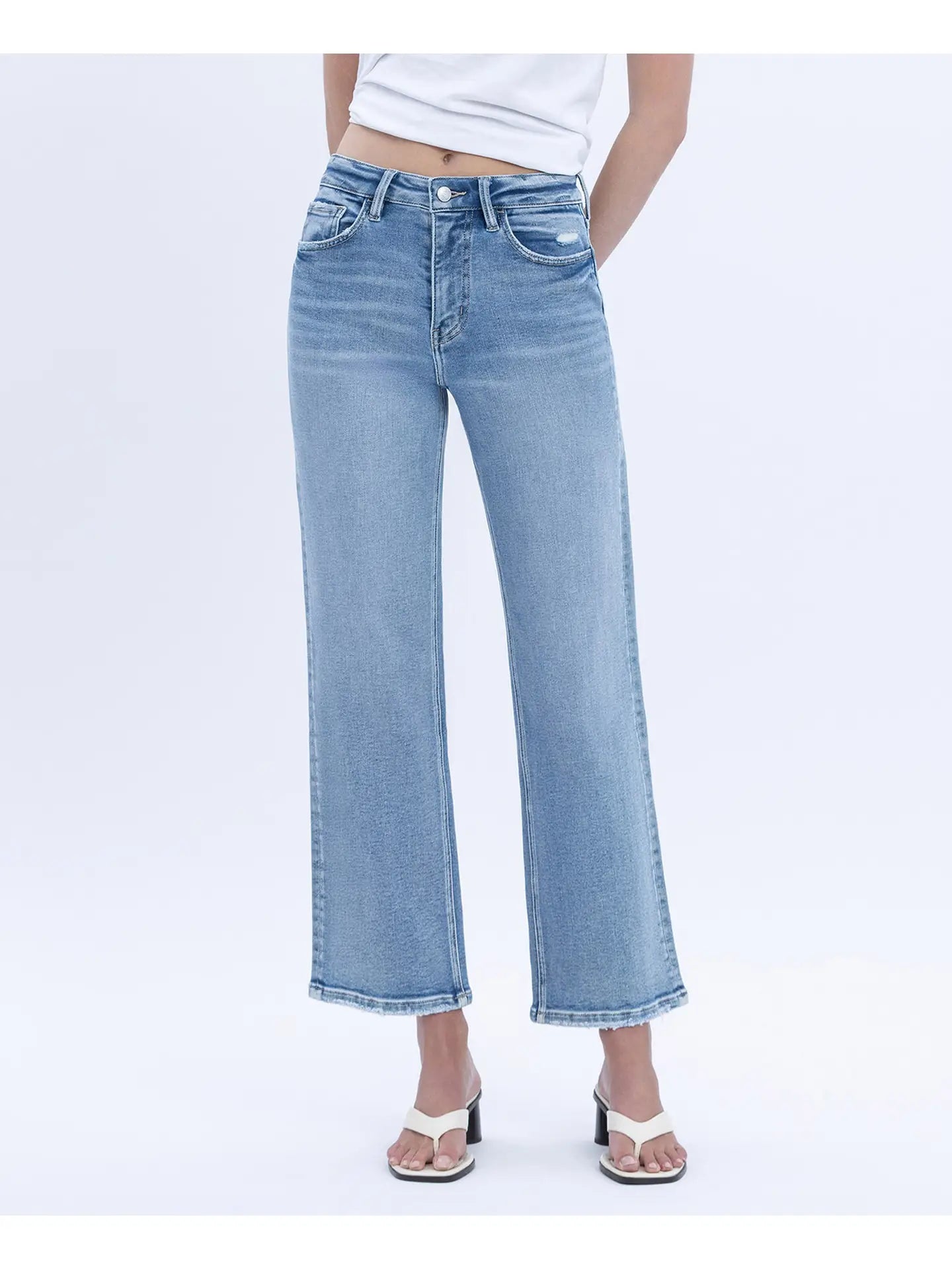 Lovervet Super High Rise Ankle Slim Wide Jeans