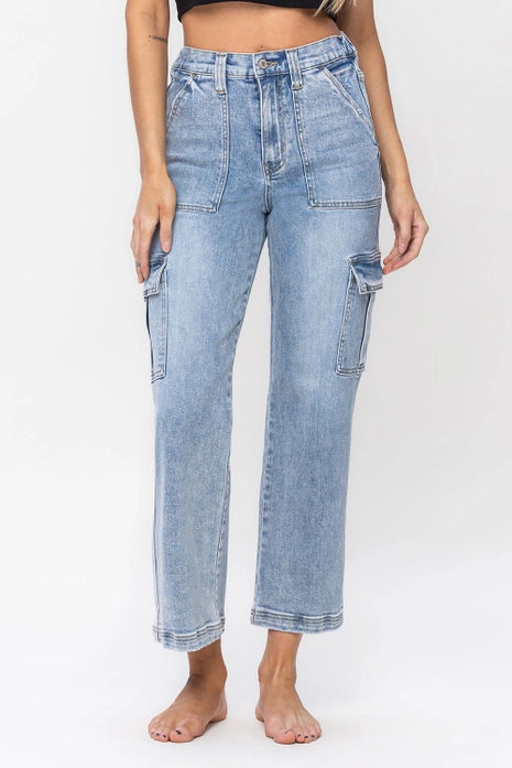 Plus, Dixie Vervet Super High Rise Cargo Dad Jeans