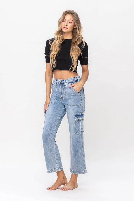 Vervet- Dixie Super High Rise Cargo Dad Jeans