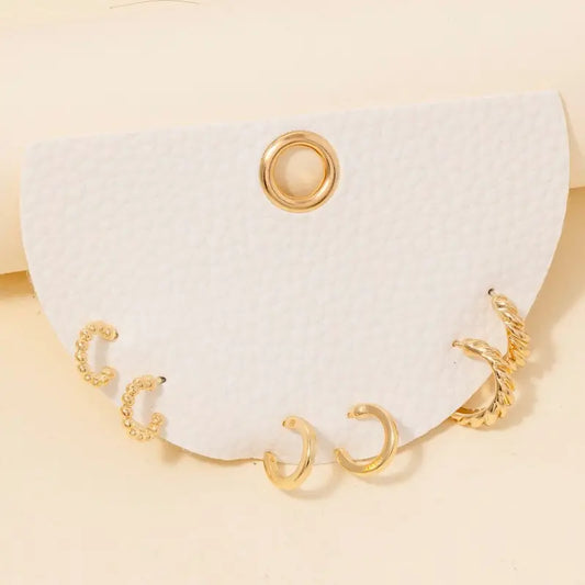 Three Pair Assorted Mini Hoop Earrings Set