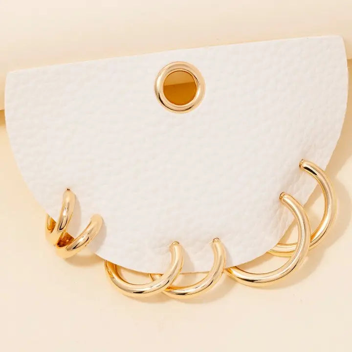 Three Pair Mini Tube Hoop Earrings Set