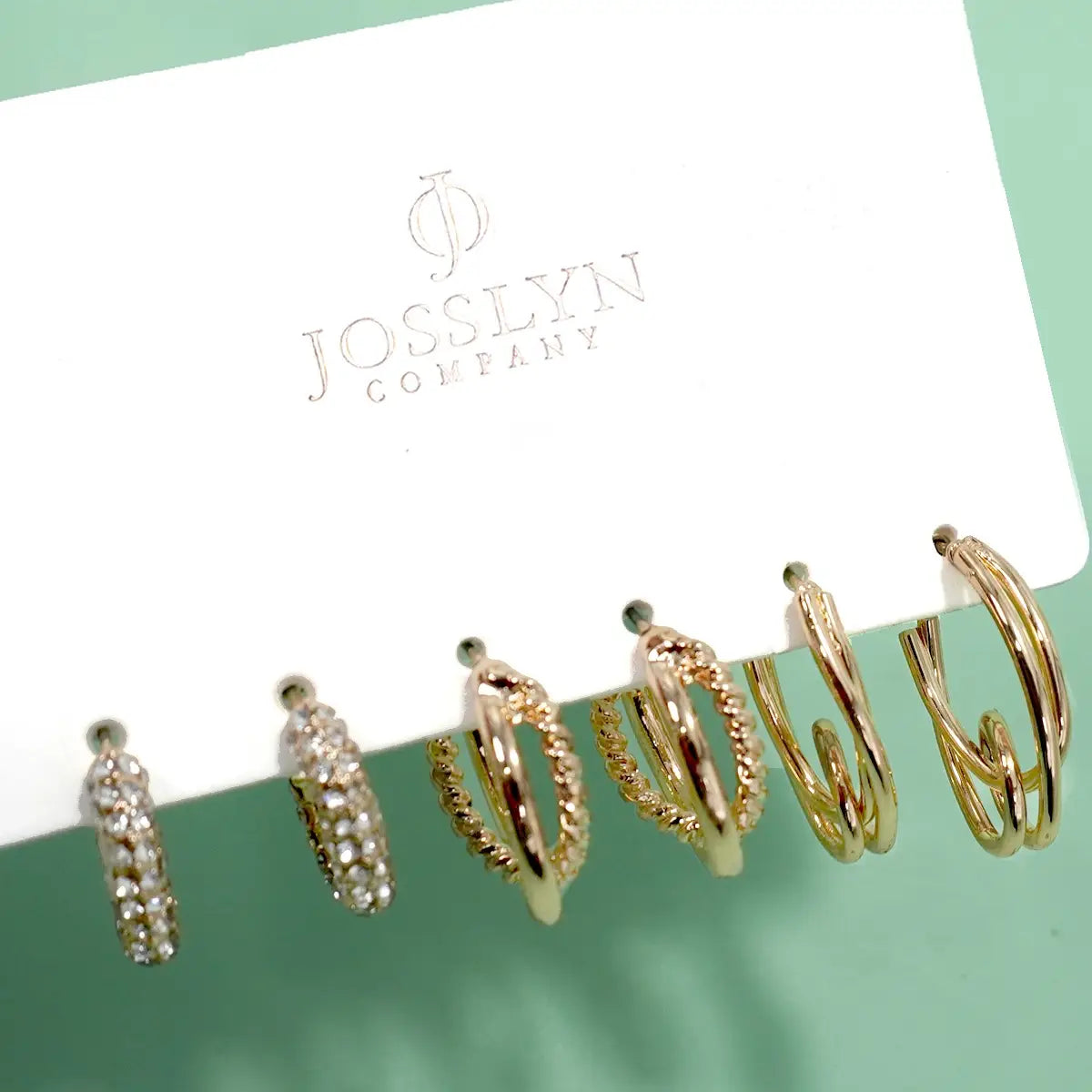 Trio Huggie Hoop Rhinestone Titanium Post Earrings