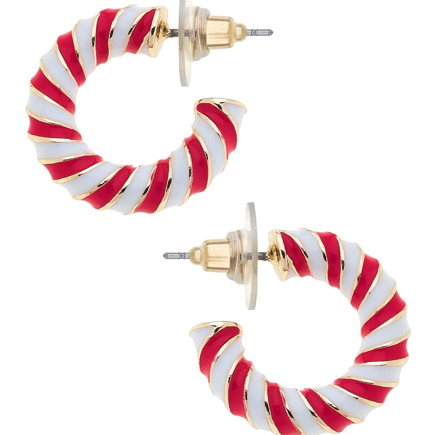 Twisted Candy Cane Hoop Earrings