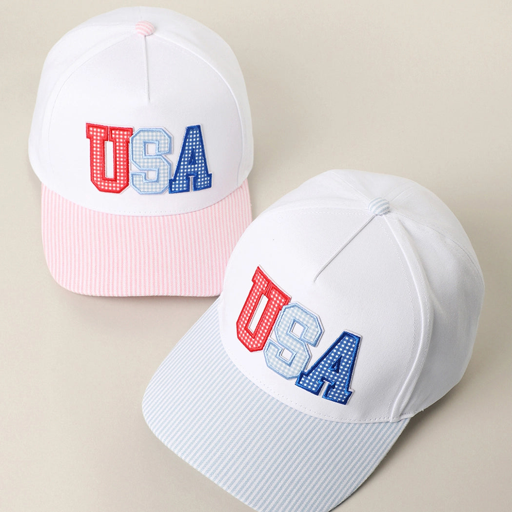 USA Gingham Letter Hat