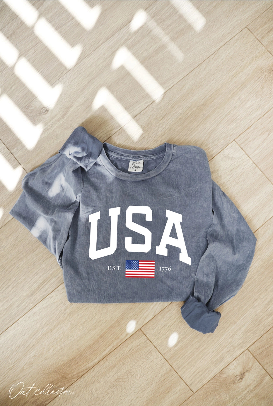 USA Mineral Washed Long Sleeve Graphic