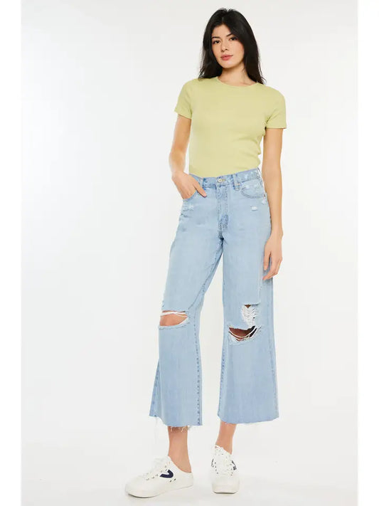 Kancan Ultra High Rise Cropped Wide Leg Jeans