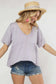 V-Neck Waffle Short Sleeve Top