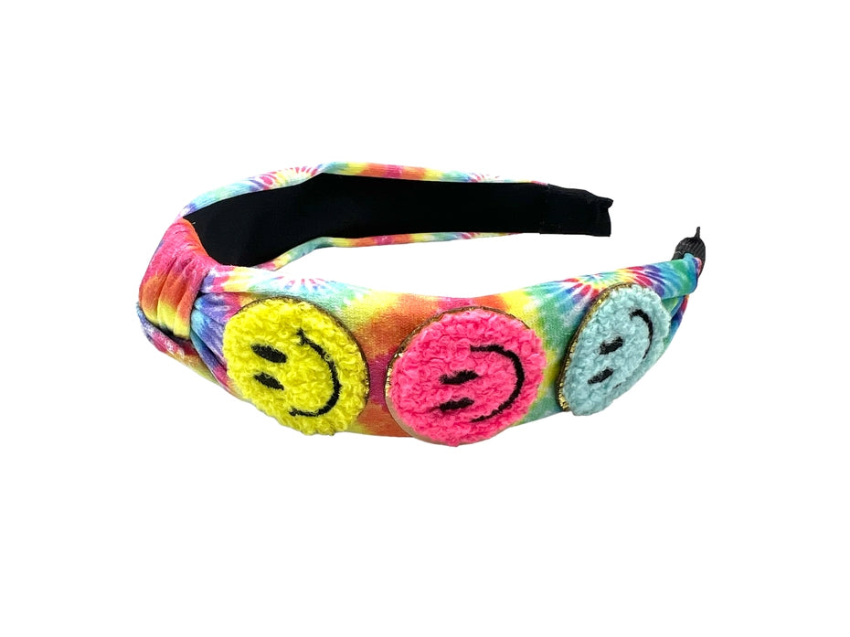 Varsity Tie Dye Smiley Knot Headbands