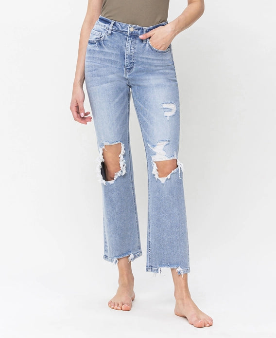 Vervet 90's Super High Rise Distressed Straight Jeans