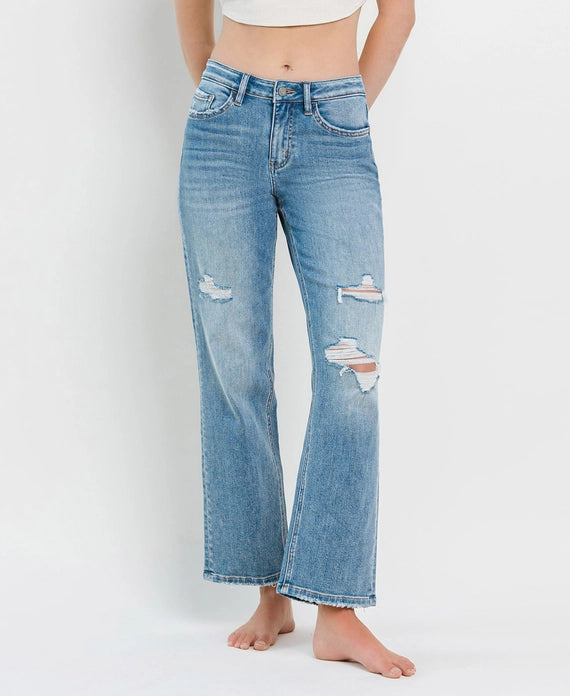 Vervet High Rise Distressed Slim Wide Jeans