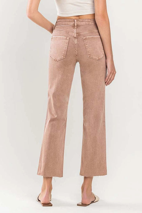 Vervet Mid Rise Crop Raw Hem Straight Jeans