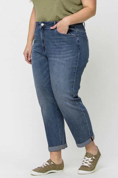 Vervet Plus Size High Rise Cuffed Stretch Boyfriend Jean