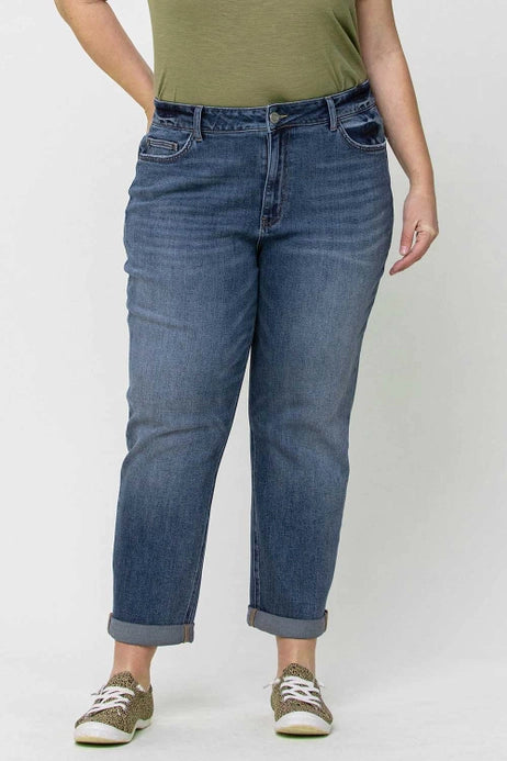 Vervet Plus Size High Rise Cuffed Stretch Boyfriend Jean