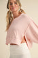 Waffle Knit Oversized Long Sleeve Top, Pink