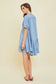 Washed Chambray Denim Flare Mini Dress