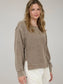 Washed Exposed Seam Side Slit Long Sleeve Knit Top, Brown