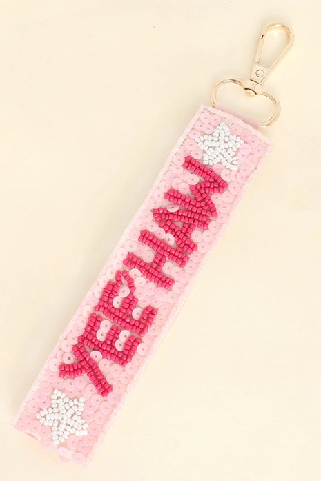 Western Yeehaw Long Strip Beaded Keychain