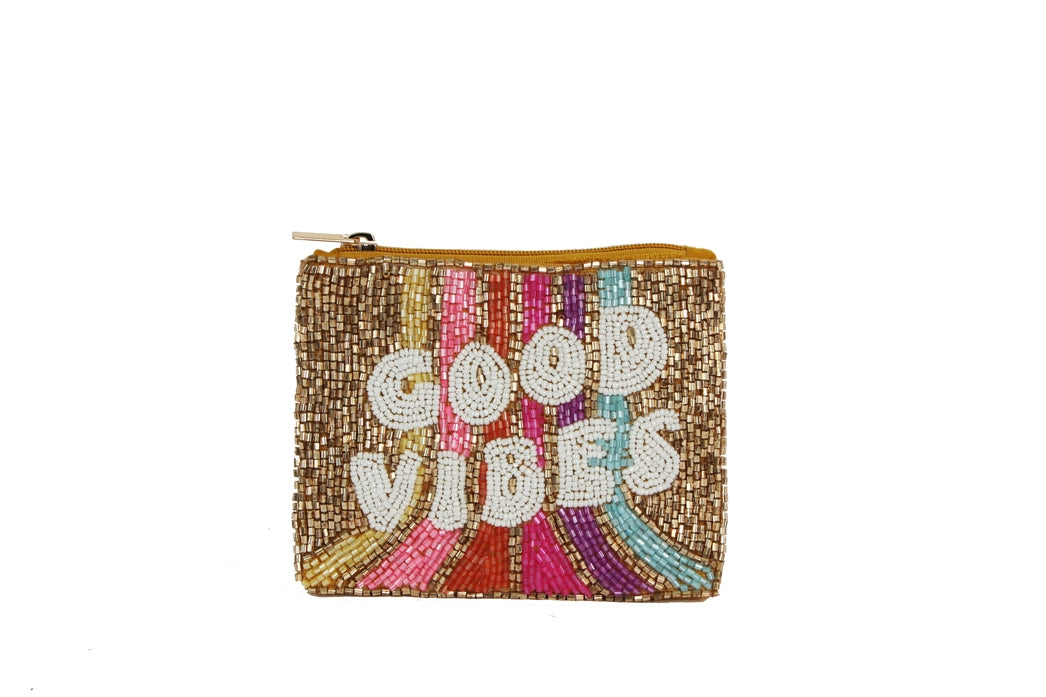 Beaded Good Vibes Coin Purse