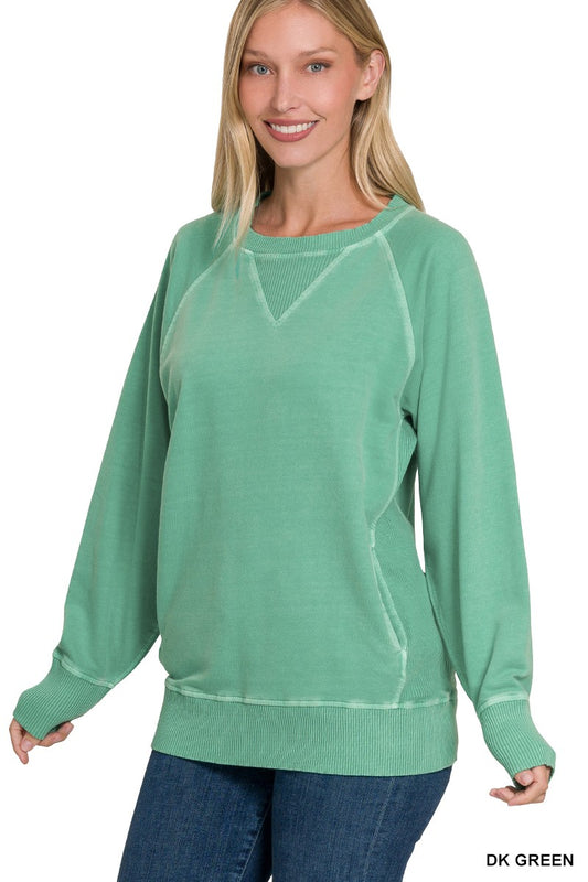 French Terry Pullover w/ Pockets, Dark Green