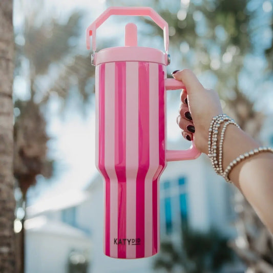 Pink/Hot Pink Striped Tumbler