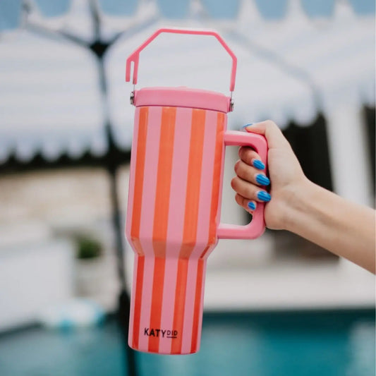 Pink/Orange Striped Tumbler