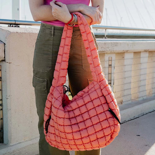 Puffer Tote Bag, Coral