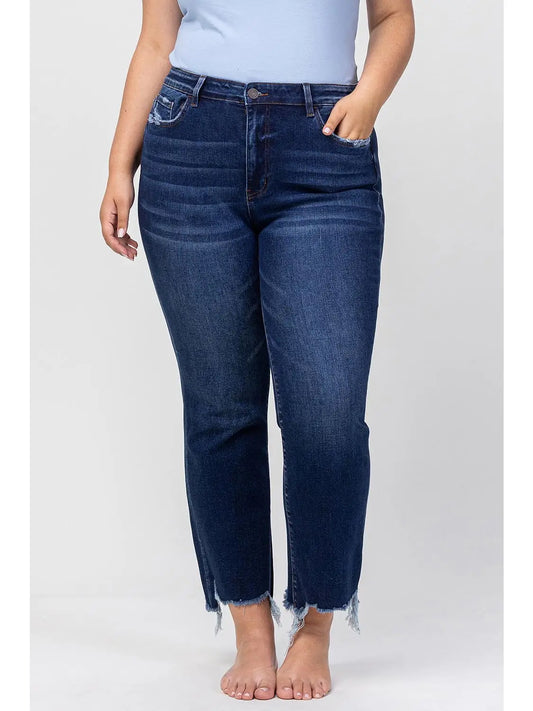 Plus Vervet High Rise Frayed Hem Kick Flare Jeans