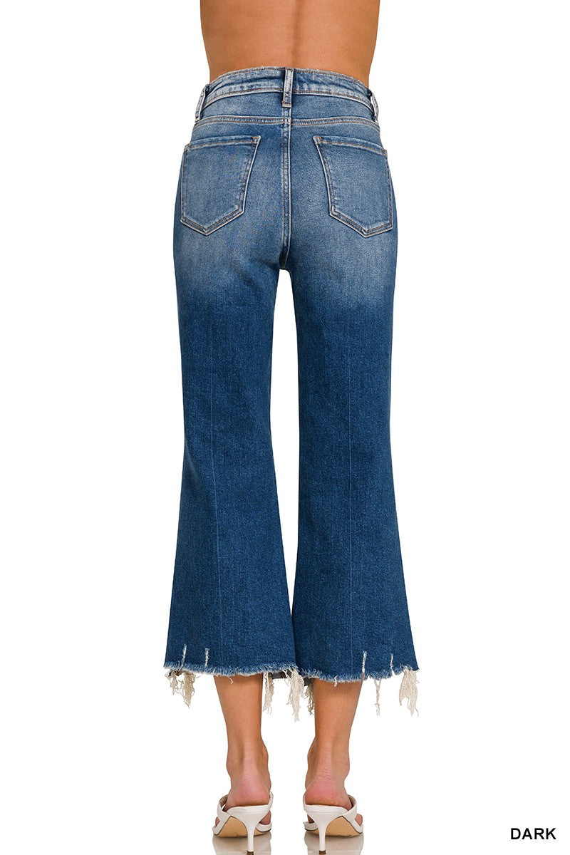 Zenana High Waist Flare Crop Jeans