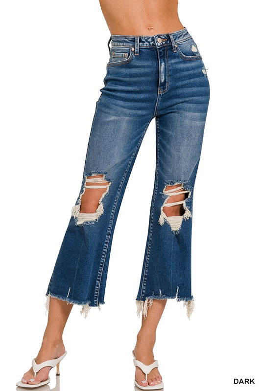 Zenana High Waist Flare Crop Jeans